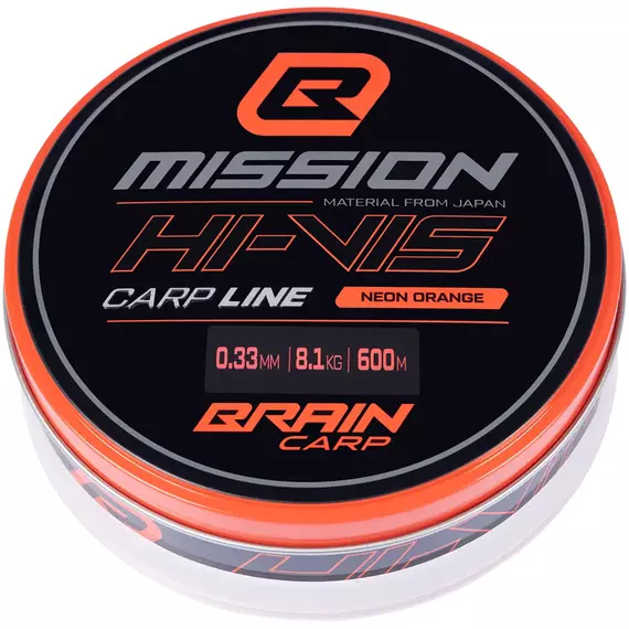 Волосінь Brain Mission Carp Line (Neon Orange) 600m 0.33mm 8.1kg, фото , изображение 2